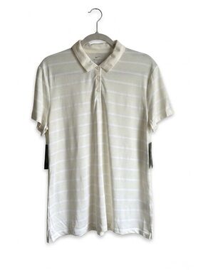 Nike Golf Womens XL White Cream Striped Dri-FIT Short Sleeve Polo NWT⁠